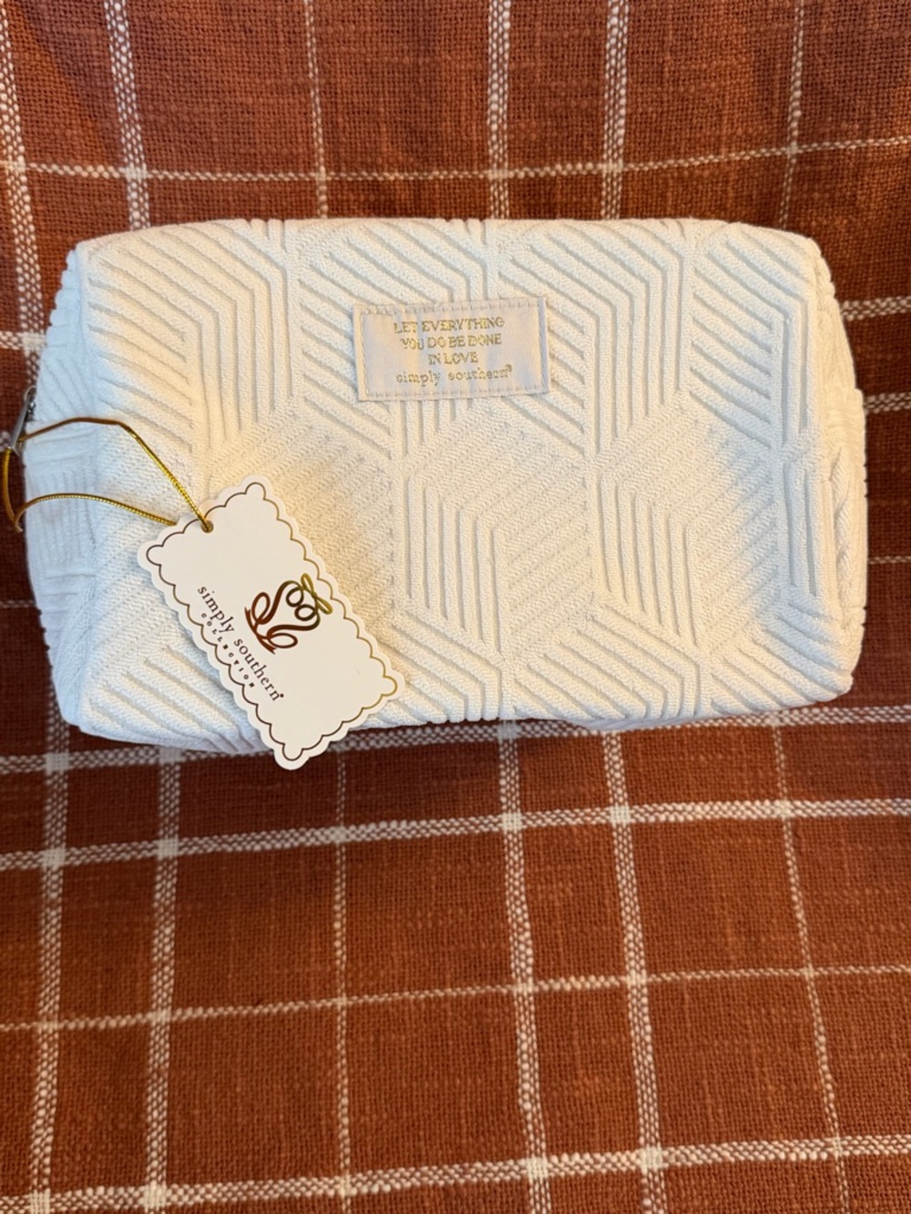 Simply Southern Ivory Terry Cloth Cosmetic Bag